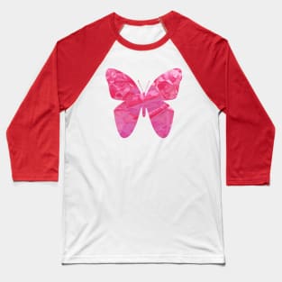 Pink butterfly. The effect of broken glass, mosaic. Baseball T-Shirt